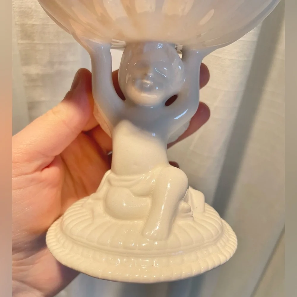 VTG Avon Cherub Soap Dish Holder Ivory White Etherial Bathroom Decor Jewelry